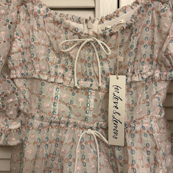 FOR LOVE & LEMONS NWT Eyelet Mini dress with bows - Picture 3 of 4
